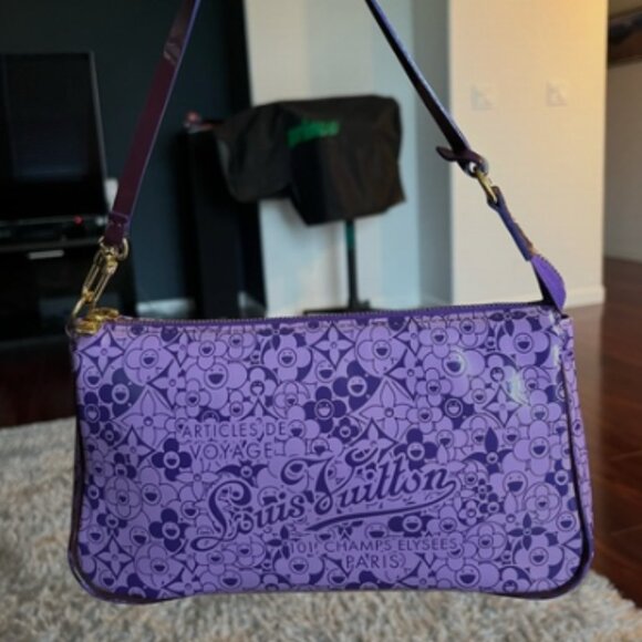 2010-Louis Vuitton Violet Beach Cosmic Blossom Pochette Patent Leather - Picture 6 of 11